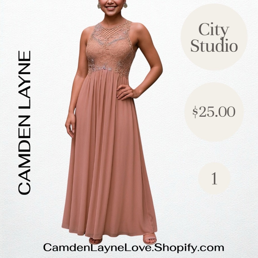 City Studio Pink Halter Sundress for Prom